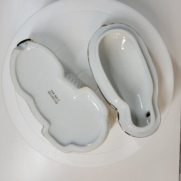 Bone China Porcelain Pig Hinged Trinket Jewelry Box w/ 18k Gold Accent - Picture 10 of 16